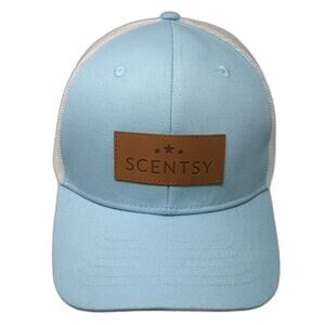 Scentsy Trucker Hat Blue White One Size Mesh Back Leather Patch Snapback Stars